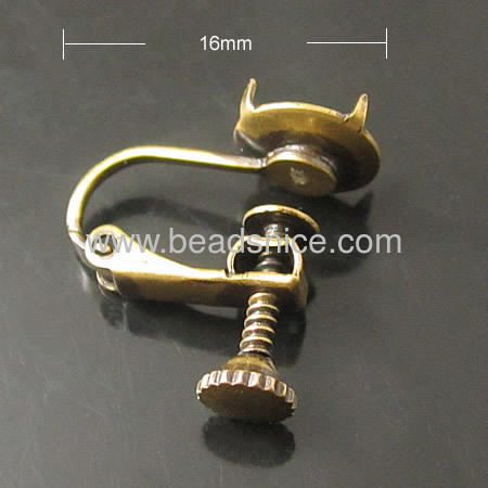 Brass clip-on earring components,