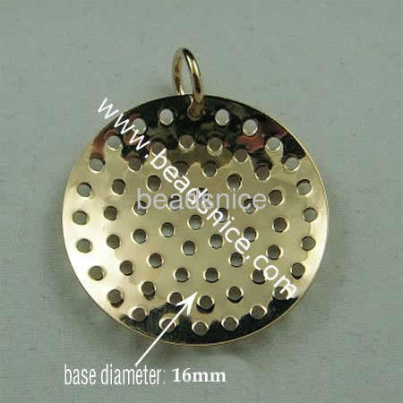Jewelry brass pendant ,antique brass plated,base diameter 16mm,nickel free,lead safe,hole:about 5.5mm,