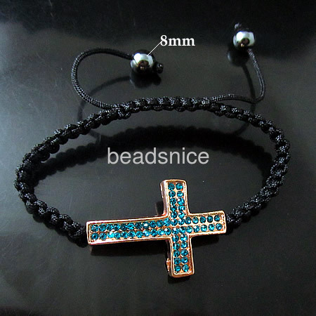 Crosses rhineston bracelet,beads:8mm,cross