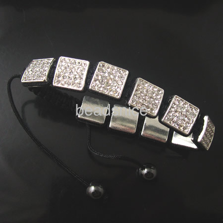 Rhineston bracelet,beads:8mm,square