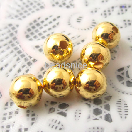 Jewelry smooth surface spacer beads, brass, round,nickel  free, lead free, 8mm, hole:3.5mm,