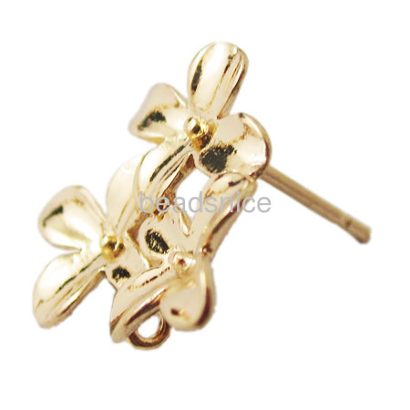 20k Vacuum real gold plating, More than 2 microns thick, Brass earstud component jewelry supplies,