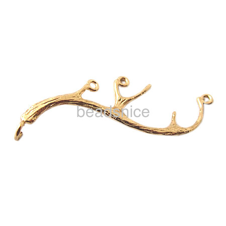20k Vacuum real gold plating, More than 2 microns thick, Brass Connector jewelry supplies,Branch,