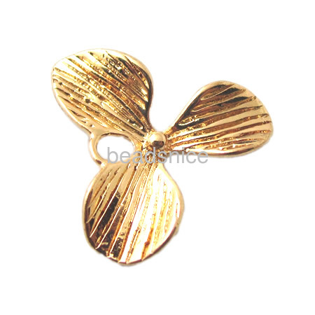 20k Vacuum real gold plating, More than 2 microns thick, Brass Filigree Pendant jewelry supplies,Clover,
