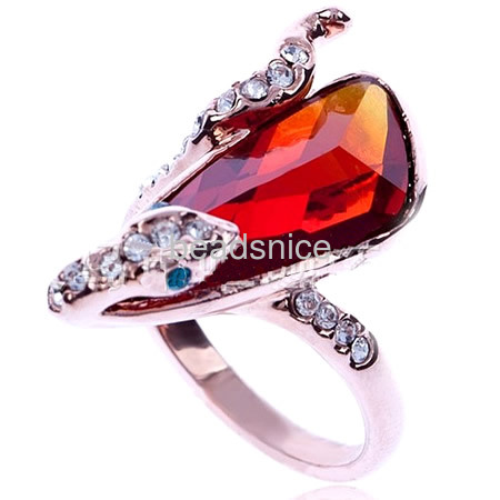 Crystal Finger Ring   zinc alloy setting  different size for choose