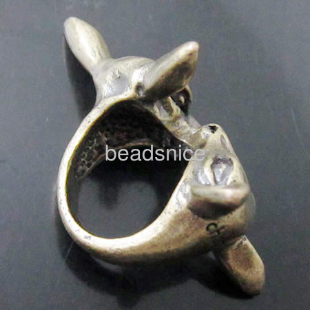 Brass Finger Ring Finding, Nickel-Free, Lead-Safe,animal