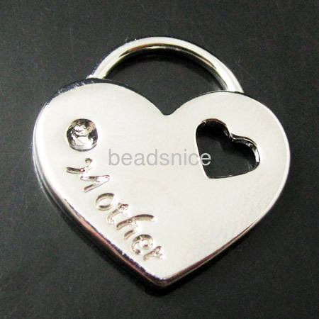 Heart pendant, brass, Heart, lead-safe, nickel-free,