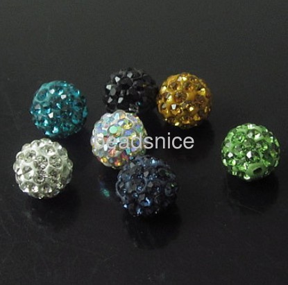 Rhinestone Plasticine Beads,A rhinestone,rhinestone beads beads style,half drilled , PP15, approx 95-90pcs,  various colors for
