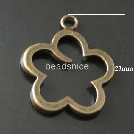 Flower pendant, brass, flower, lead-safe, nickel-free,