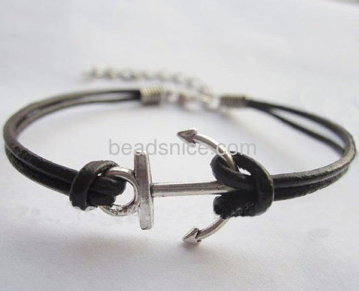 Leather  little anchor bracelet,