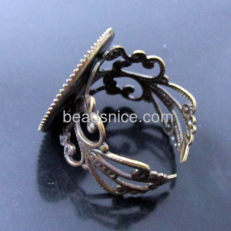 Brass Bezel Ring Settings, lead-safe, nickel-free, flower,