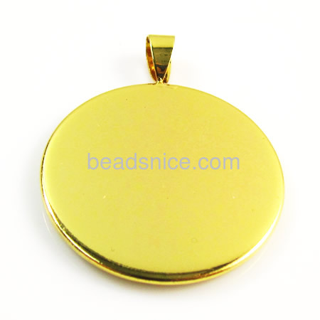 Brass Pendant,fits Inside Diameter:14x14mm round,Hole:approx 4x6mm,Nickel-Free,Lead-Safe,Hand rack plating,
