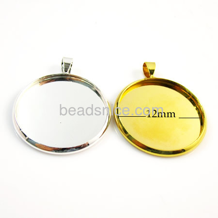 Brass Pendant,fits Inside Diameter:14x14mm round,Hole:approx 4x6mm,Nickel-Free,Lead-Safe,Hand rack plating,