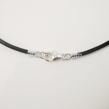 925 Sterling silver leather cord end cap with lobster clasp
