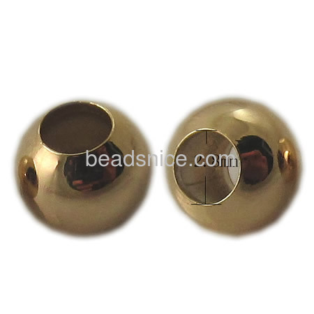 Seamless beads in bulk  brass gold plated round