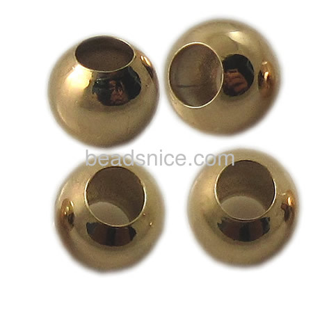Seamless whole sale beads  brass gold plated  round