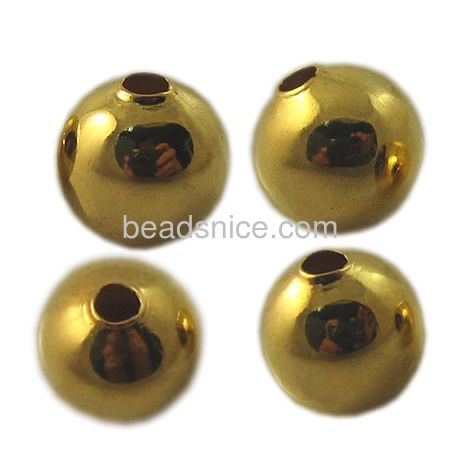 Seamless beads in bulk  brass gold plated  round