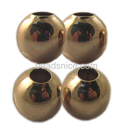 Seamless brass metal beads gold plated round