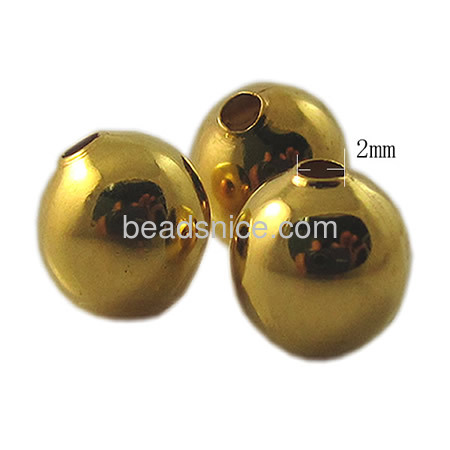 Seamless brass  spacer beads real gold plated  round