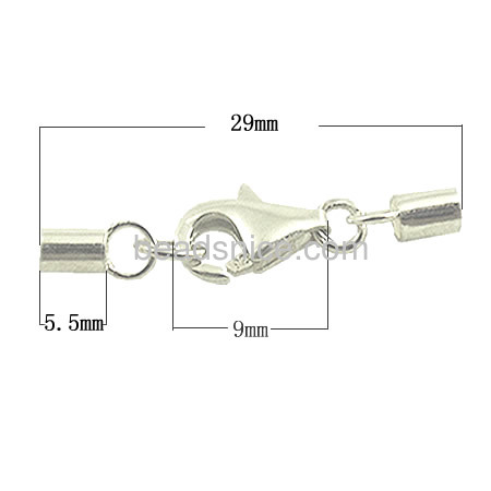 925 Sliver Leather Cord End Cap Lobster Clasp