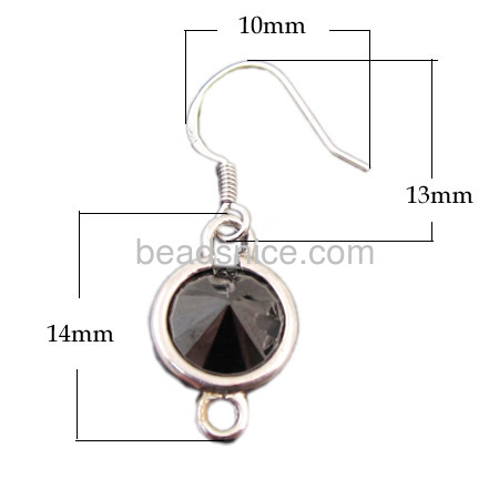 silver polish hook coil ear wire with black CZ