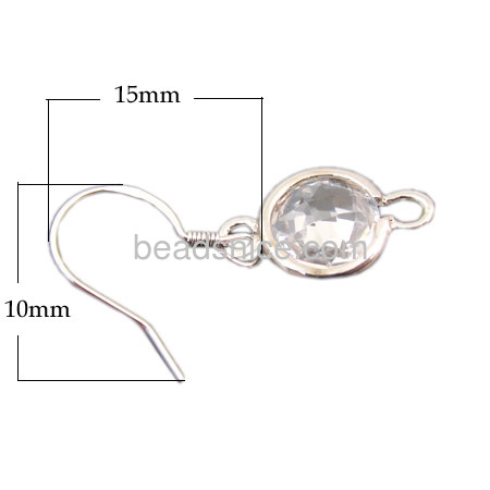 925 silver polish hook coil ear wire with cz