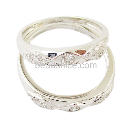 Sterling silver jewelry couple love band rings as valentine gift,Ladies Size:6,Mens Size:7