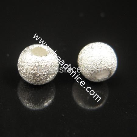 Spacer beads wholesale  sand surface round sterling silver 925
