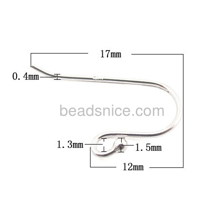0.4mm rough silver 925 hook earrings with 1.5mm ball 0.4mm rough silver 925 hook earrings with 1.5mm ball