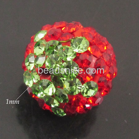 Red pave rhinestone beads for bracelet necklace making strawberry shaped wholesale jewelry findings