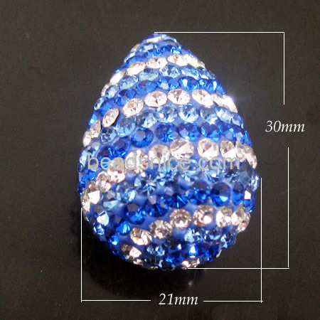 Blue pave rhinestone beads DIY necklace bracelets for women wholesale fashion jewelry findings drops shaped