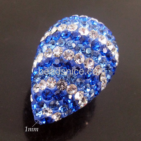 Blue pave rhinestone beads DIY necklace bracelets for women wholesale fashion jewelry findings drops shaped