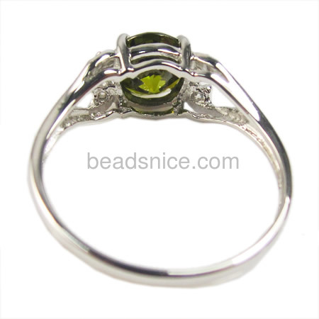 Custom Size Fashion green Natural Peridot Ring in 925 Sterling Silver   size:7