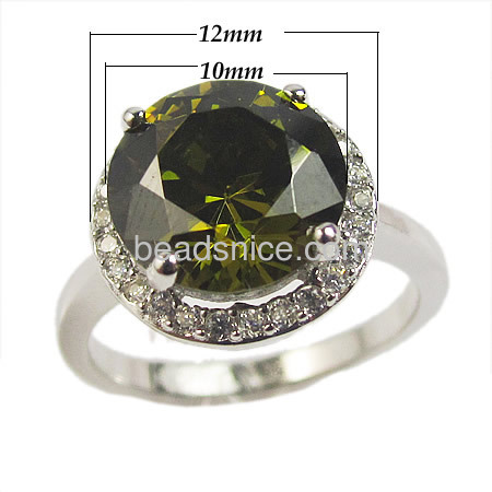 Luxury genuine peridot  ring  925 sterling silver engagement ring