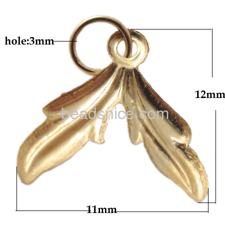 14k gold filled leaf charm pendant