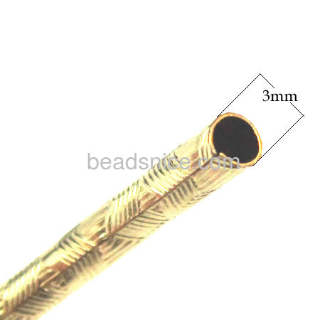 Gold filled tube beads, curved, textured pattern
