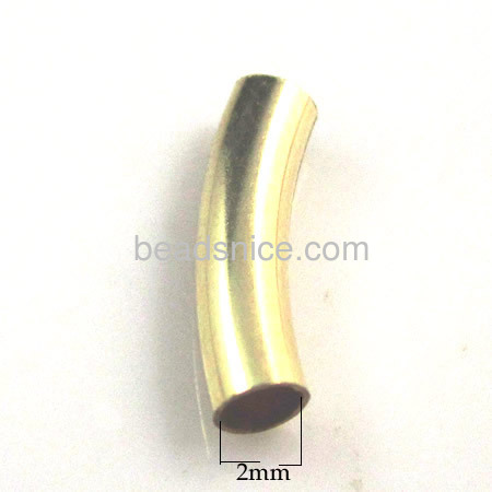 Gold filled tube beads  curved  smooth