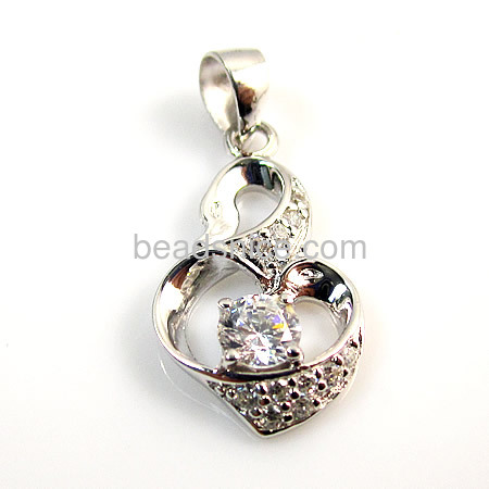 925 sterling silver zircon pendant heart shape
