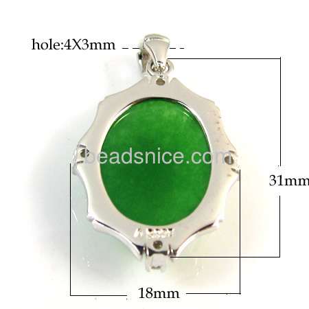 Malaysian jade pendant in silver 925 for your diy jewelry