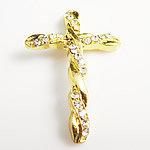 Curved Side Ways Crystal Rhinestones Cross Bracelet Connector Beads