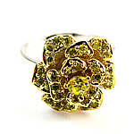 Elegant genuine clear zircon women's flower ring in 925 silver