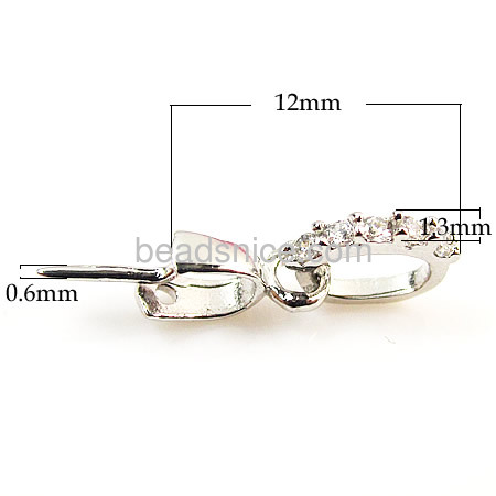 0.6mm clip rough high quality factory 925 sterling silver pendant bails clasp connector