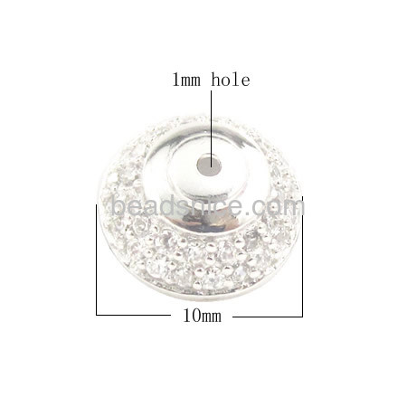 Silver 925 rinestone beads with zircon of diy jewelry