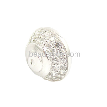 Silver 925 rinestone beads with zircon of diy jewelry