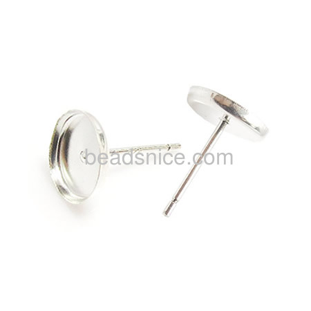 925 Sterling silver stud earings round fit 4mm gemstone