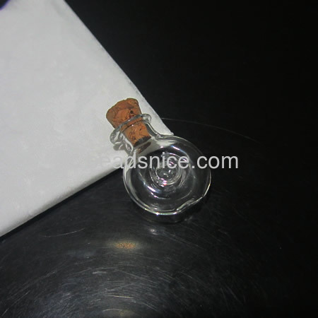 Glass Nail Box, with cork, transparent,Flat round,20x23x10mm