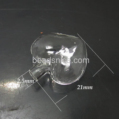 Glass Nail Box, with cork, transparent,Heart,19x21x10mm