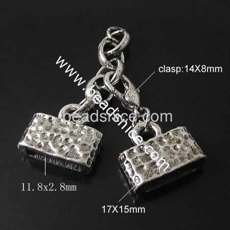 Zinc Alloy Clasp,17X15mm,lobster clasp:14X8mmLead-Safe ,Nickel-Free,fit11.8x2.8mm leather