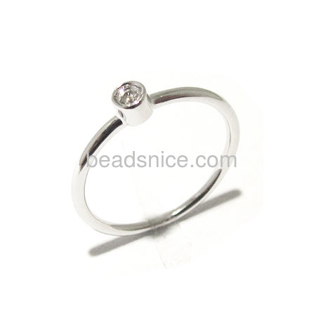Sterling Silver  Bezel One CZ Accent Over The Midi Tip Top of Finger Above Finger Knuckle Ring fit 2mm gemstone