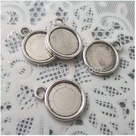 Zinc Alloy Double-sided tray,pendant trays,photo pendant,cabochon settings,Item  size:13.5MM,inner size 12MM，